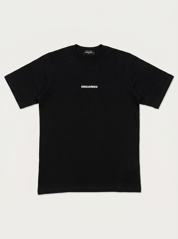 1. Solid color T-shirt with central logo Black Dsquared dq2823