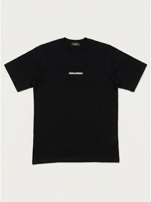 1. Solid color T-shirt with central logo Black