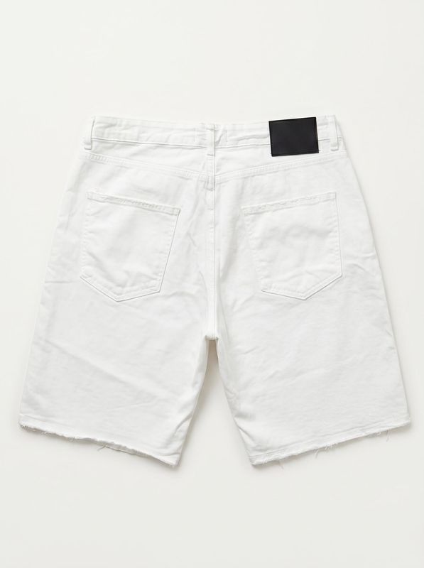 2. Solid color Bermuda shorts White Soldier drill