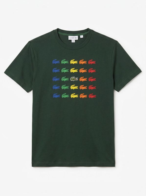 T-shirt con stampa logata Verde Lacoste