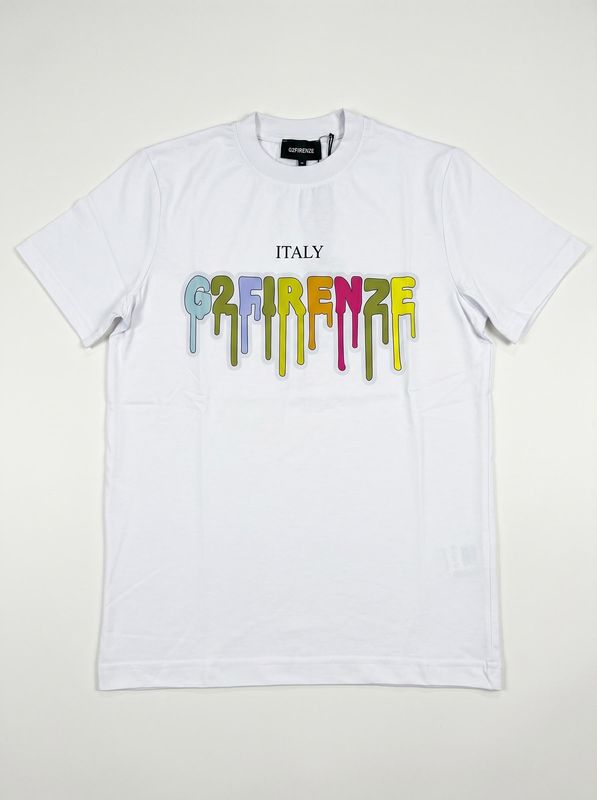 1. T-shirt logata Bianco G2 Firenze multicolor