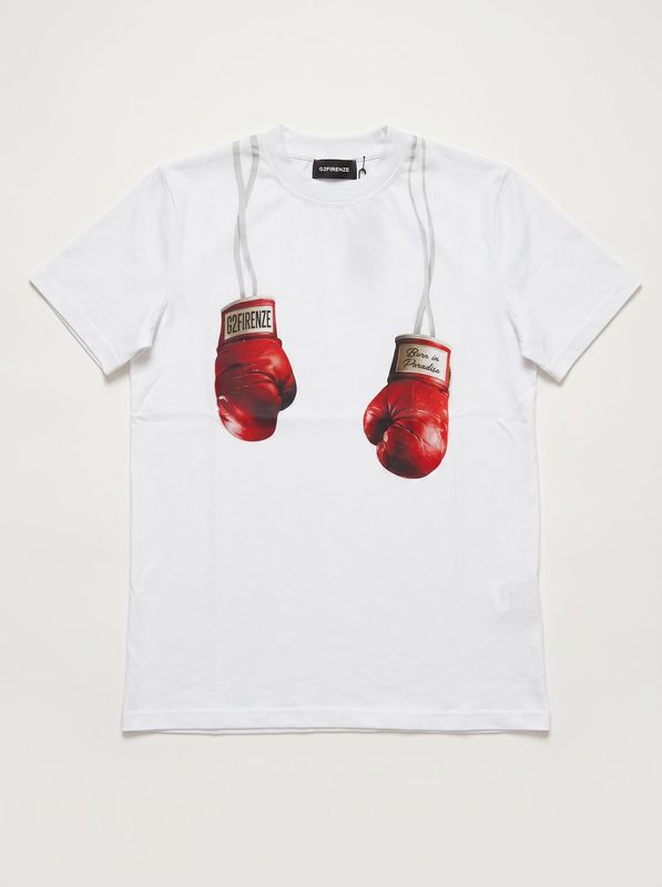 1. T-shirt logata Bianco G2 Firenze boxe