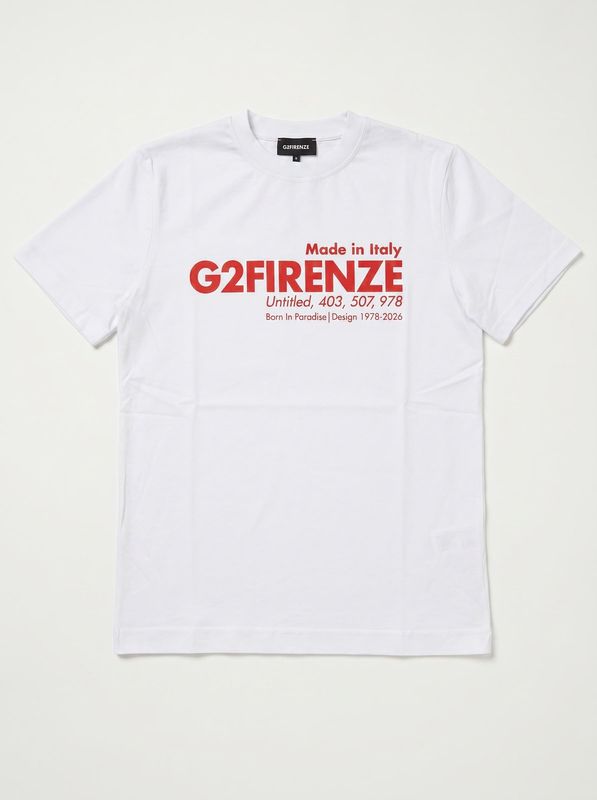 1. T-shirt logata Bianco G2 Firenze g2 coordinate