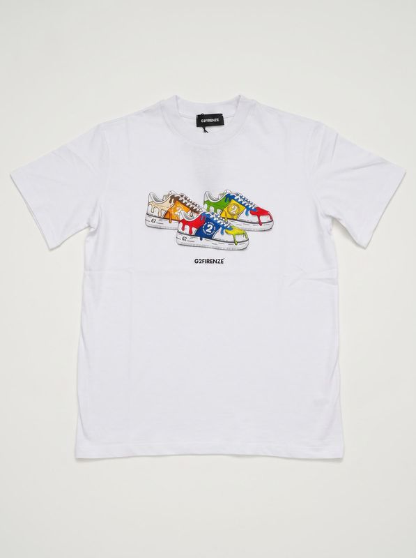 1. T-shirt logata Bianco G2 Firenze shoes