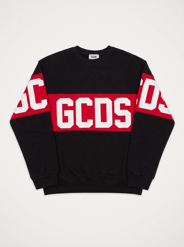 Felpa logata Nero-Rosso GCDS