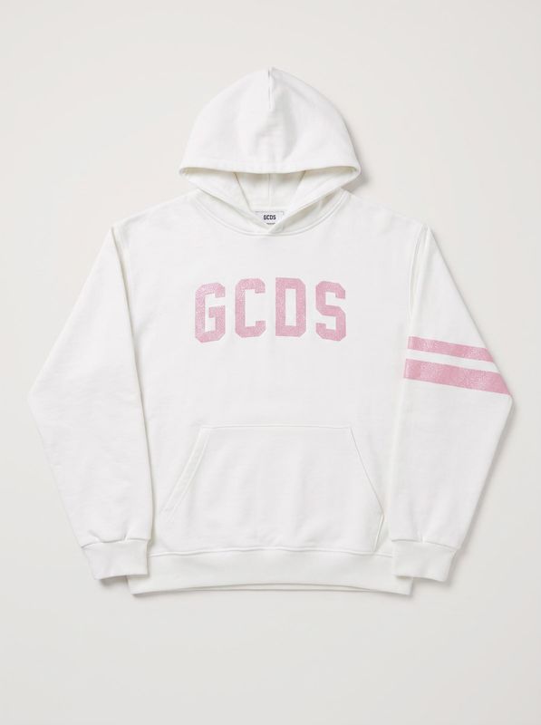 Felpa logata Bianco-Rosa GCDS