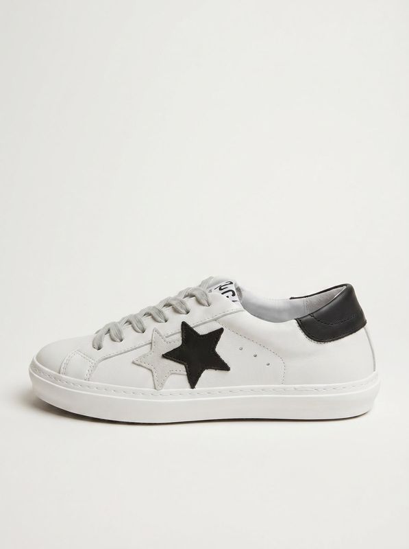Sneakers artigianali con logo laterale Bianco-Nero 2Star
