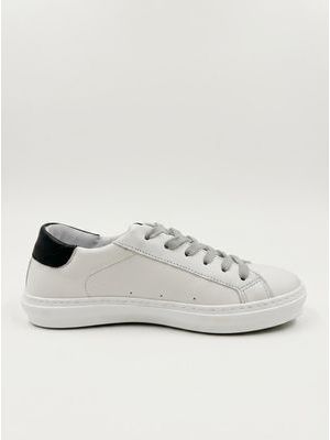 2. Handcrafted sneakers with side logo Black and White