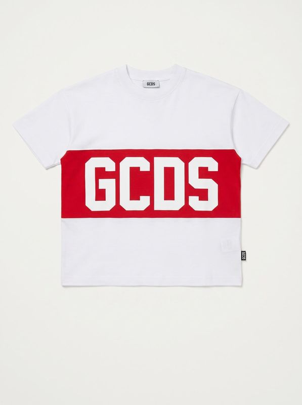 T-shirt with central logo White GCDS