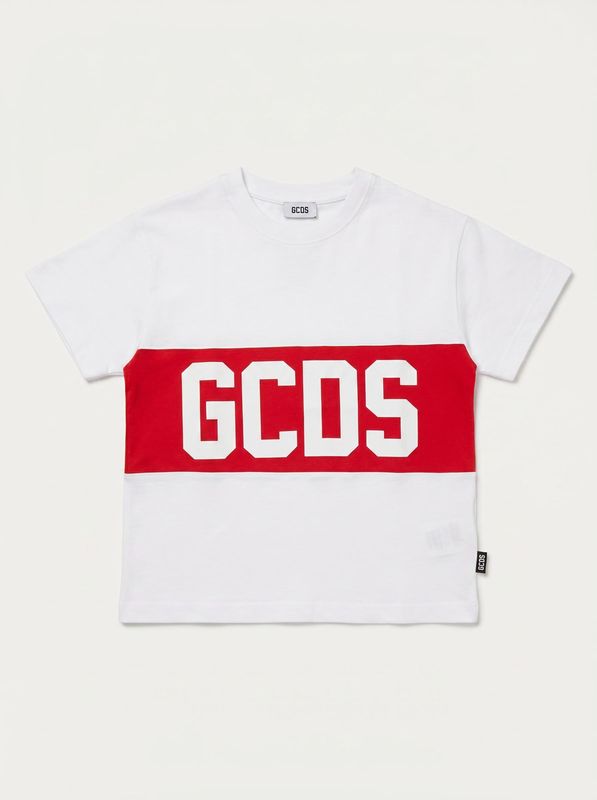 Half-sleeved T-shirt with central logo White GCDS
