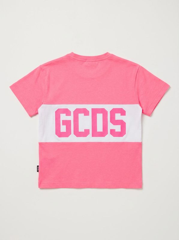 2. T-shirt mezza manica con logo centrale Fuxia Fluo GCDS zoukqc585