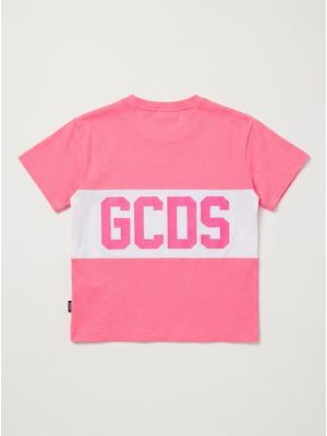 2. T-shirt mezza manica con logo centrale Fuxia Fluo