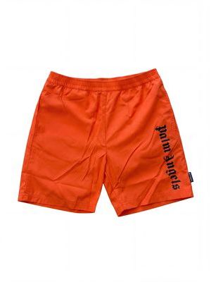 1. Costume mare tinta unita con logo laterale Arancio
