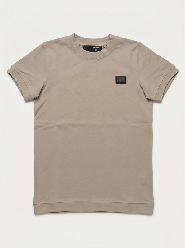 One-color T-shirt with side logo Beige Soldier