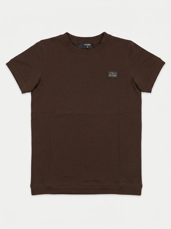 One-color T-shirt with side logo Brown Soldier