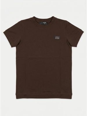 1. T-shirt unica tinta con logo laterale Marrone