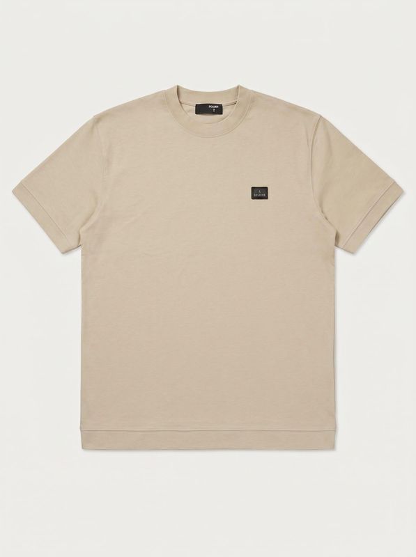 One-color T-shirt with embossed side logo Beige Soldier