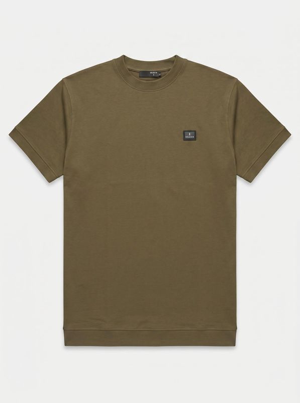 One-color T-shirt with embossed side logo Brown Soldier