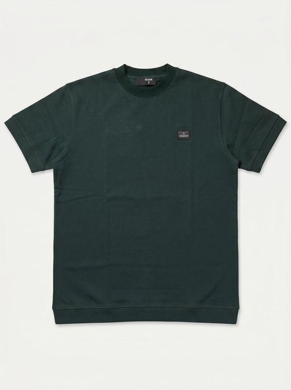One-color T-shirt with embossed side logo Green Soldier