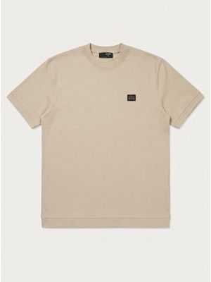 1. T-shirt unica tinta con logo laterale in rilievo Beige