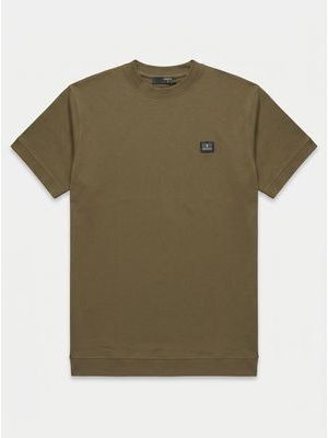 1. One-color T-shirt with embossed side logo Brown