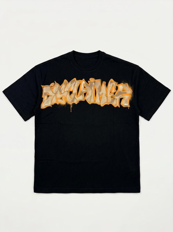 T-shirt tinta unita con stampa Nero Disclaimer