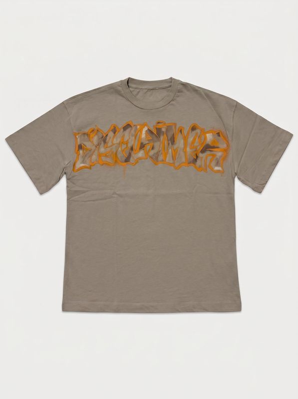 T-shirt tinta unita con stampa Beige Disclaimer