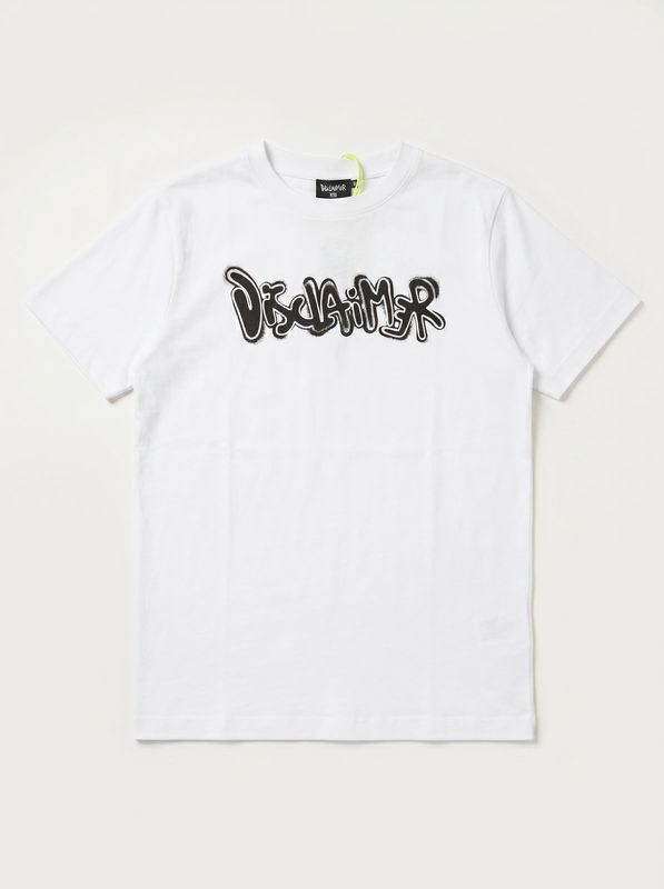 T-shirt tinta unita con logo Bianco Disclaimer
