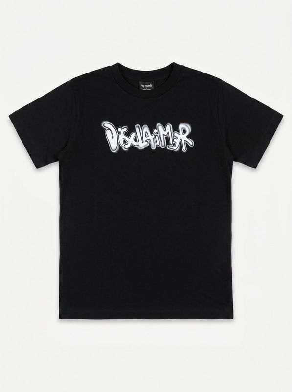 T-shirt tinta unita con logo Nero-Bianco Disclaimer