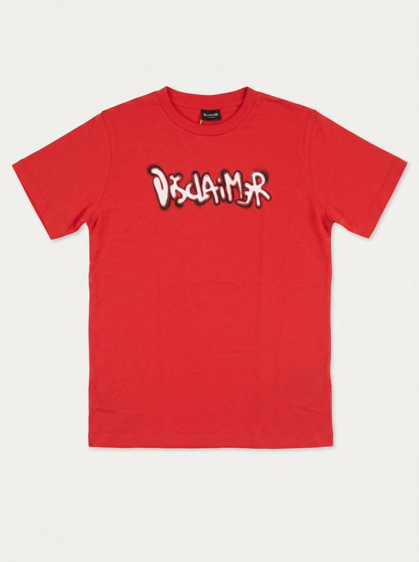 T-shirt tinta unita con logo Rosso Disclaimer