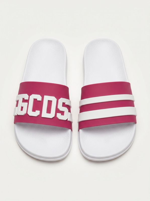 Slippers with band White-Fuchsia GCDS