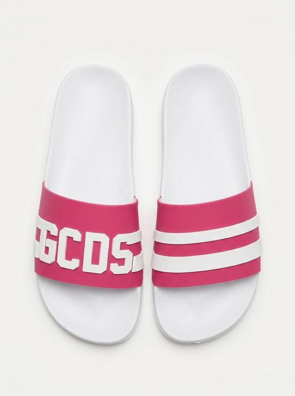 Slippers with band White-Fuchsia GCDS