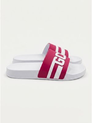 2. Slippers with band White-Fuchsia