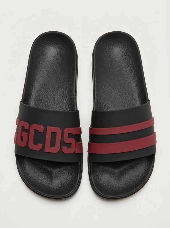 Ciabatte con fascia Nero-Rosso GCDS