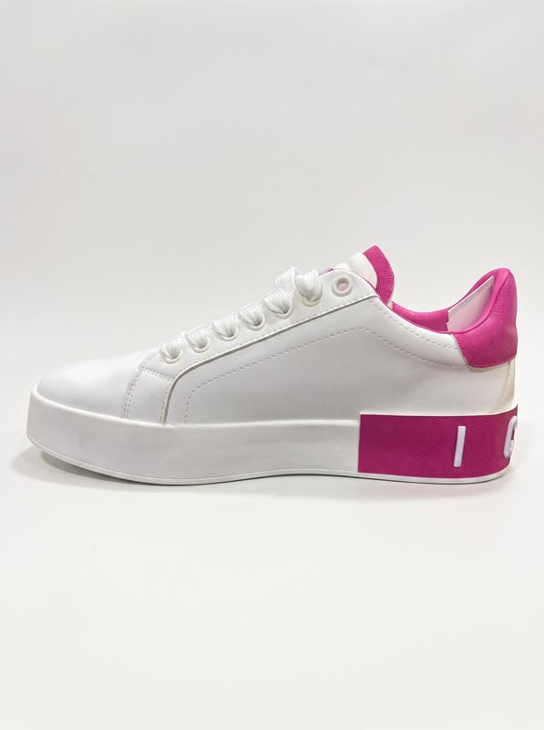 1. Sneakers logata Bianco-Rosa Icon ico5676s