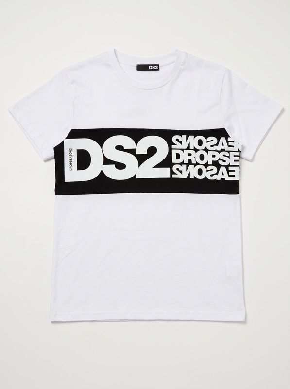T-shirt tinta unica con fascia logata Bianco Drop Season 2