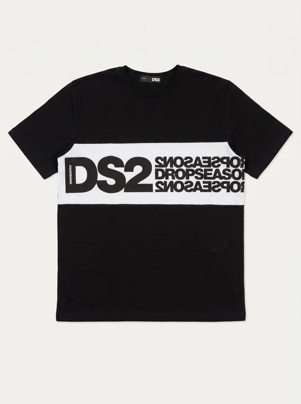 T-shirt tinta unica con fascia logata Nero Drop Season 2