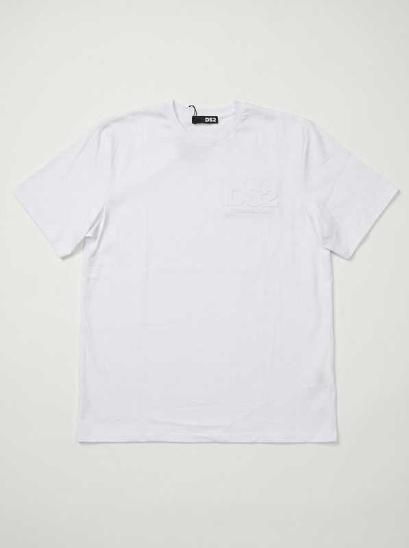 T-shirt unica tinta con logo laterale tono su tono Bianco Drop Season 2