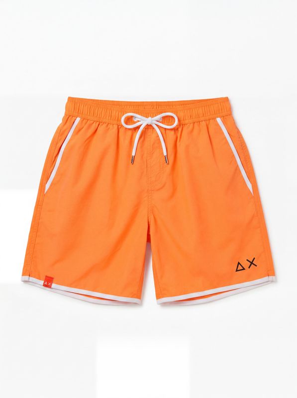 SUN 68 solid color swimsuit with side logo Fluorescent Orange Sun68