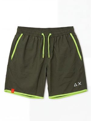1. SUN 68 solid color swimsuit with side logo Military Green
