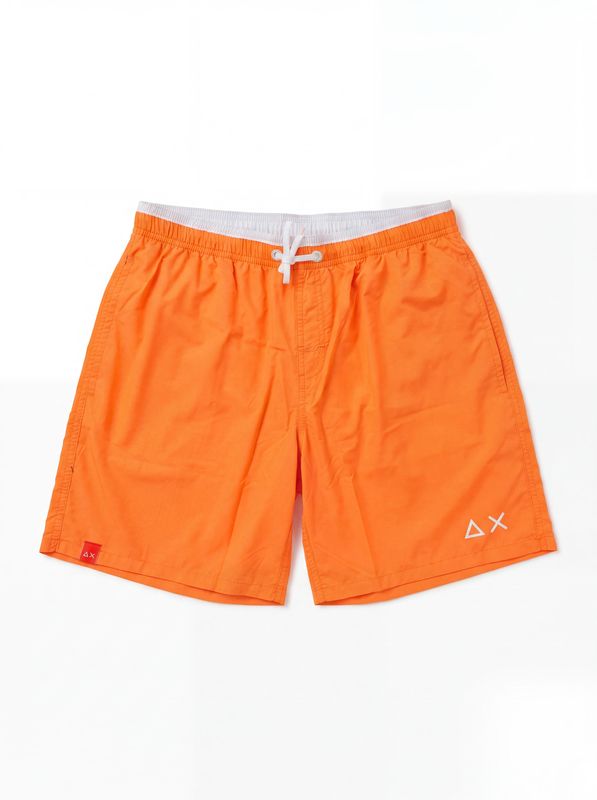SUN 68 solid color swimsuit with side logo Fluorescent Orange Sun68