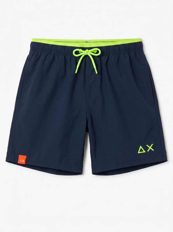 SUN 68 solid color swimsuit with side logo Blue Sun68