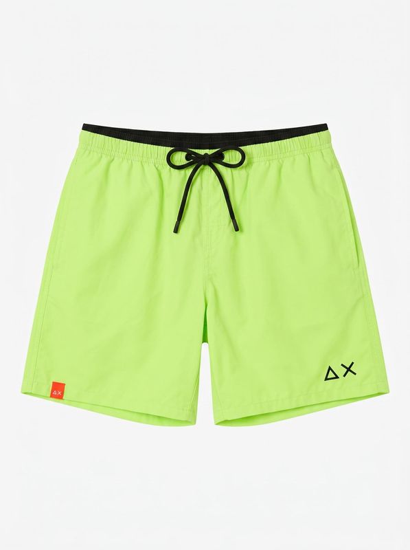 SUN 68 solid color swimsuit with side logo Fluorescent Yellow Sun68