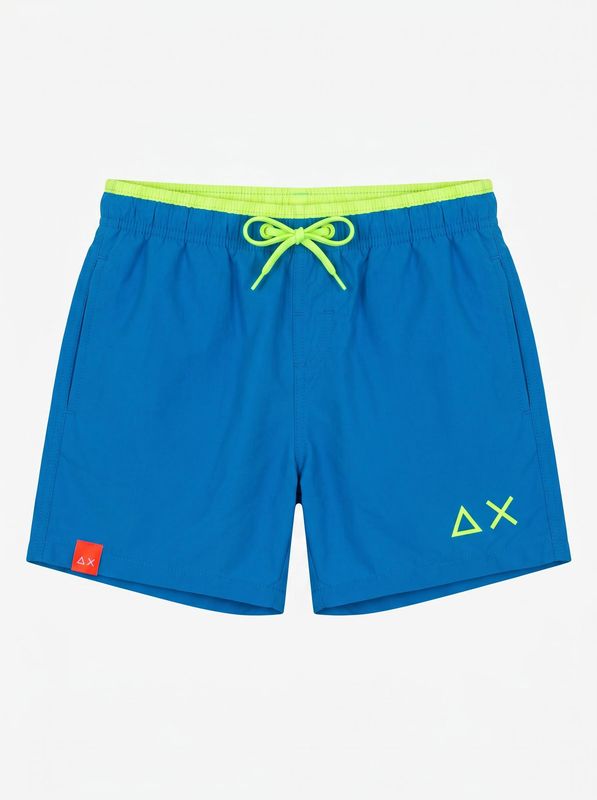 SUN 68 solid color swimsuit with side logo Turquoise Sun68