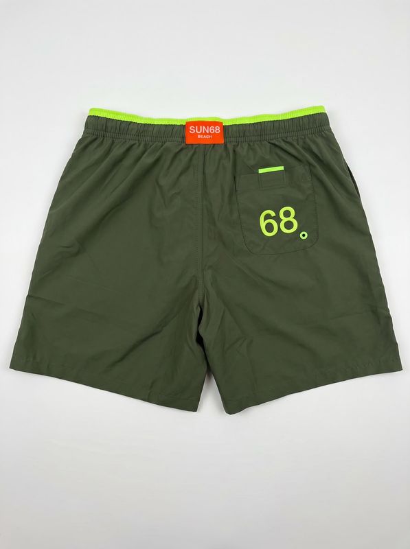 2. SUN 68 solid color swimsuit with side logo Military Green Sun68 h36306