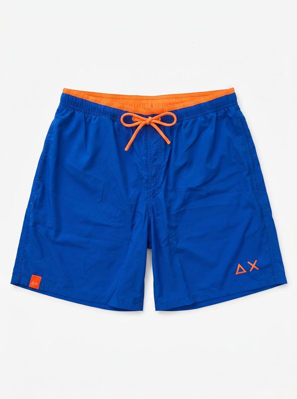 SUN 68 solid color swimsuit with side logo Royal Sun68