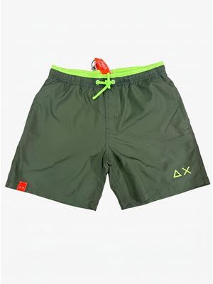 1. SUN 68 solid color swimsuit with side logo Military Green