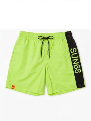 1. SUN 68 solid color swimsuit with side logo Fluorescent Yellow