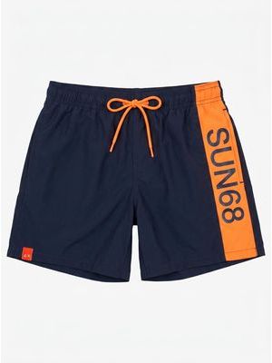 1. SUN 68 solid color swimsuit with side logo Blue