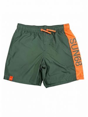 1. SUN 68 solid color swimsuit with side logo Military Green